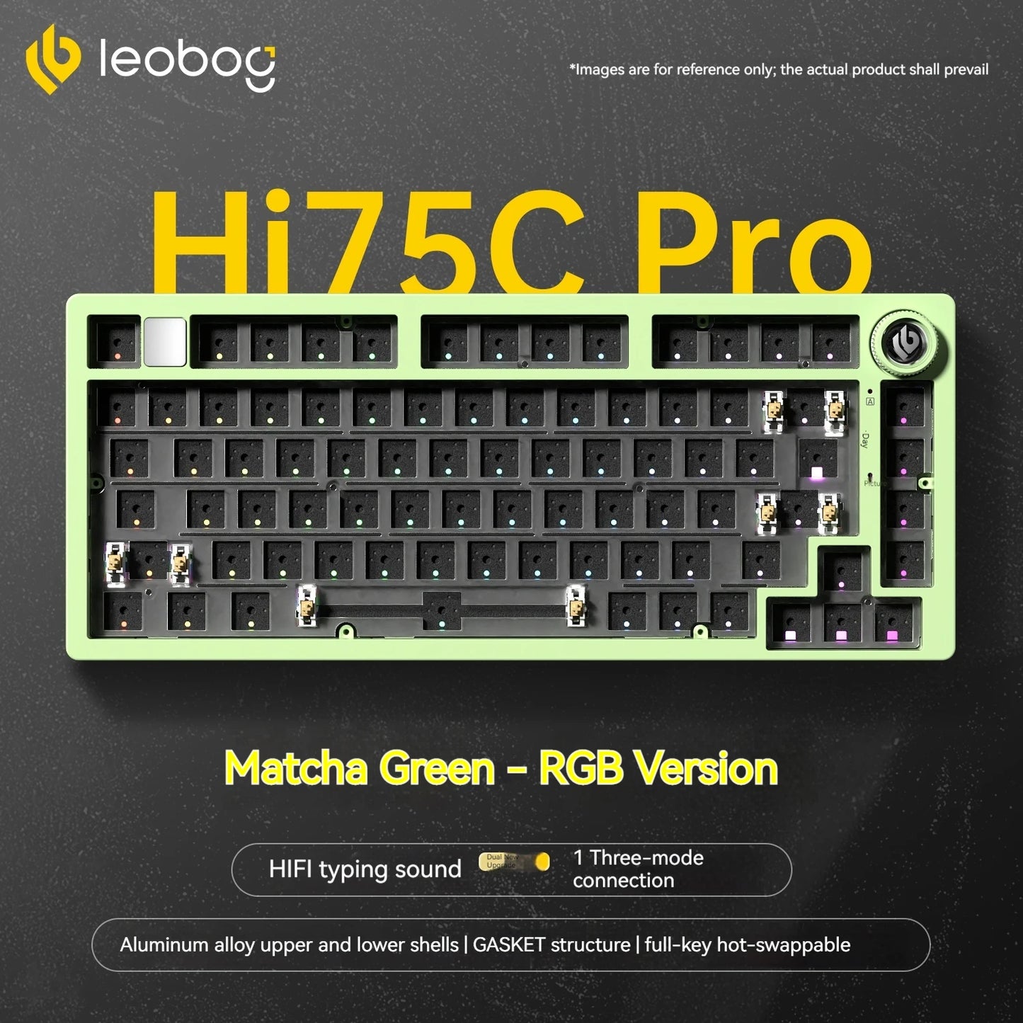LEOBOG Hi75C Mechanical Wireless Keyboard Aluminium 3-Mode With Knob Hot Swap RGB Gasket Hi75C Gaming Keyboard Customization PC