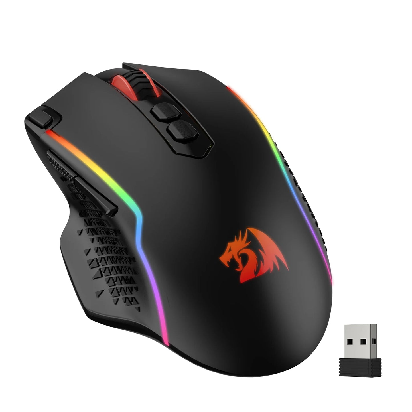 Redragon M810 Pro Wireless Gaming Mouse, 10000 DPI Wired Gamer Mouse with Rapid Fire Key, 8 Macro Buttons, Black/White Mouse