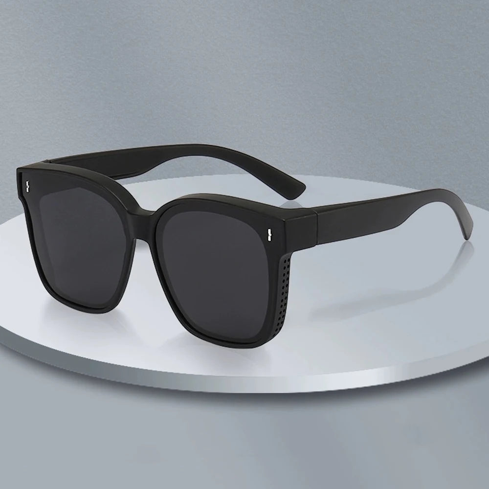 KLASSNUM Transfer Sunglasses Ladies Fit Over Sun Glasses Men Oversize Square Wrap Around Glasses for Prescription Myopia Goggles