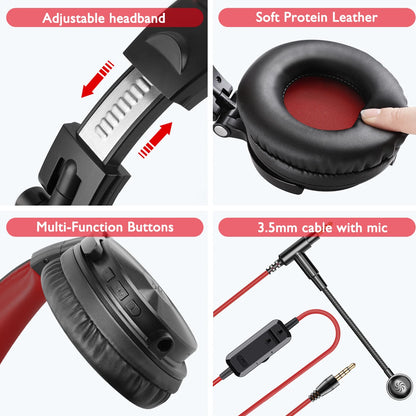 Cuffie da gaming wireless OneOdio Pro-M Bluetooth 5.2 HiFi stereo, autonomia 110H con microfono, bassi profondi, cuffie over-ear pieghevoli