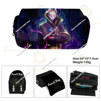 3pcs/set Fortnite Game Backpack Anime Cartoon Large Capacity Student School Bags Pencil Bag Kawaii Lunch Bag Birthday Gifts