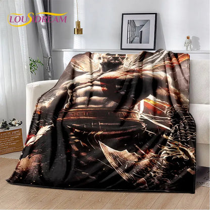God of War Game Gamers Kratos Soft Plush Blanket,Flannel Blanket Throw Blanket for Living Room Bedroom Bed Sofa Picnic Cover Kid
