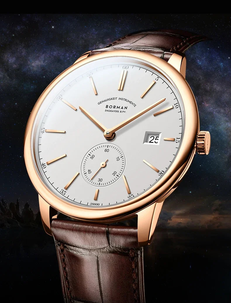 Orologio BORMAN BM3817 TOP nuovo 42 da uomo di lusso, meccanico automatico, vetro zaffiro, ultrasottile, impermeabile 50M, con sottoquadranti