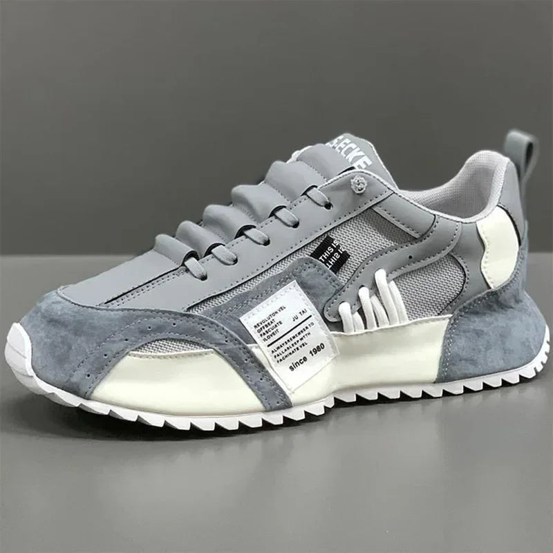 Men's Casual Sports Four Seasons Moccasins Trendy Designer Personality Lace-Up Leather Sneakers Comfortable Breathable