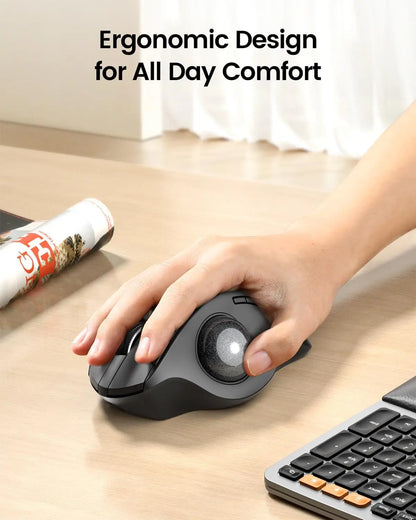 ProtoArc Wireless Trackball Mouse EM01 NL Ergonomic Bluetooth Rollerball Thumb Rechargeable Computer Laptop Mouse