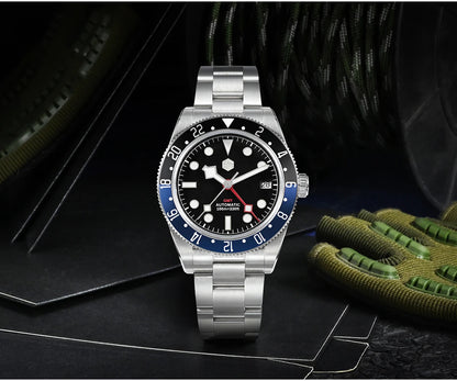 San Martin 39mm NH34 GMT Men's Luxury Watch Bidirectional Aluminum Bezel Automatic Mechanical Sapphire 100M Waterproof SN0109