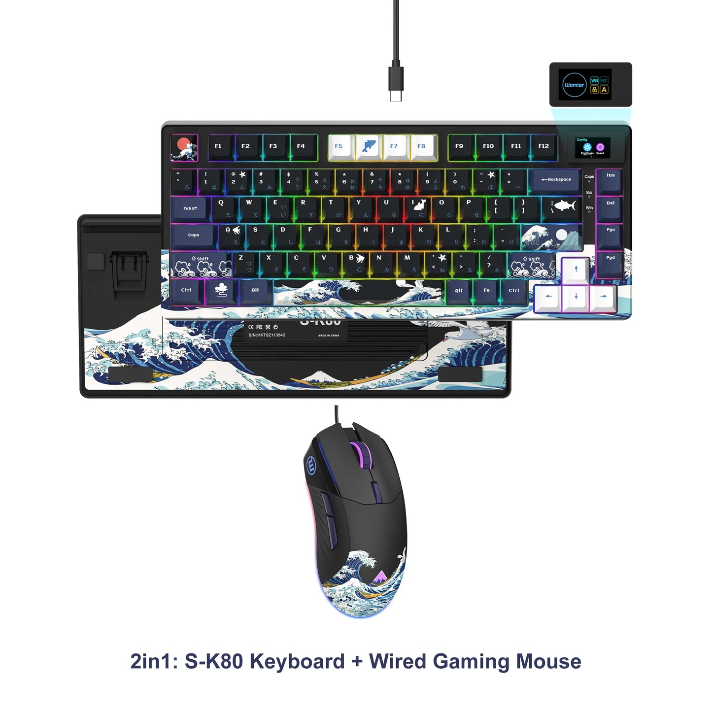 Tastiera gamer Womier S-K80 con display OLED a colori, tastiera meccanica gaming hot-swap con struttura gasket mount, RGB personalizzabile