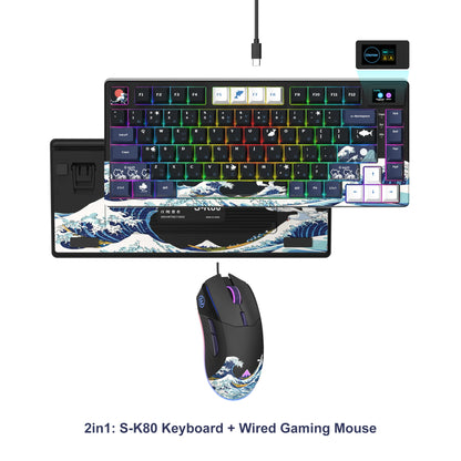 Tastiera gamer Womier S-K80 con display OLED a colori, tastiera meccanica gaming hot-swap con struttura gasket mount, RGB personalizzabile