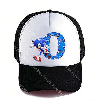 Summer Black Baseball Caps for Adult Cartoon Letters Sonics Boys Girls Outdoor Sports Breathable Mesh Hat Cute Anime Sunbonnet