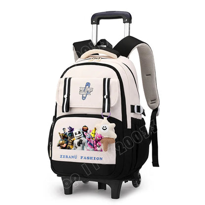 Fortnite Schüler-Rollrucksack mit großem Fassungsvermögen, wasserdichtem, leichtem Design, minimalistischer Laptop-Schultasche und lässiger Reisetasche