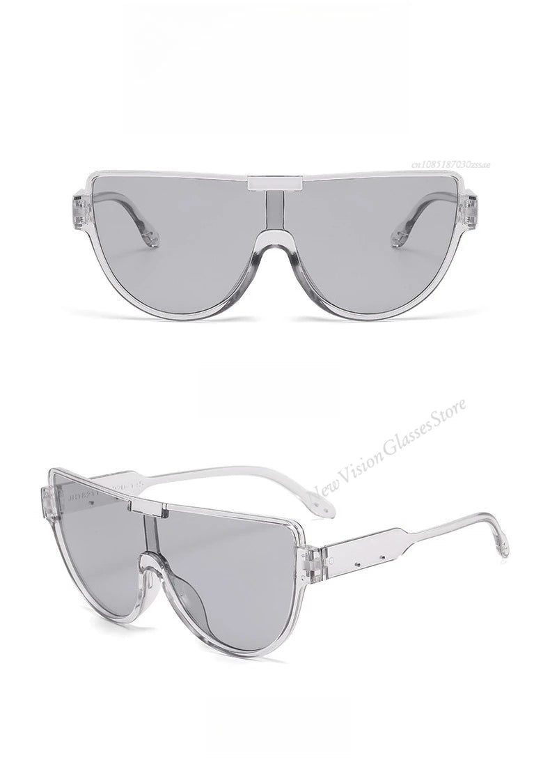 2025 New Design Monoblock Semi-round Sunglasses Designer Half Frame Goggle Shades Outdoor Oversized Sun Glasses for Women & Men