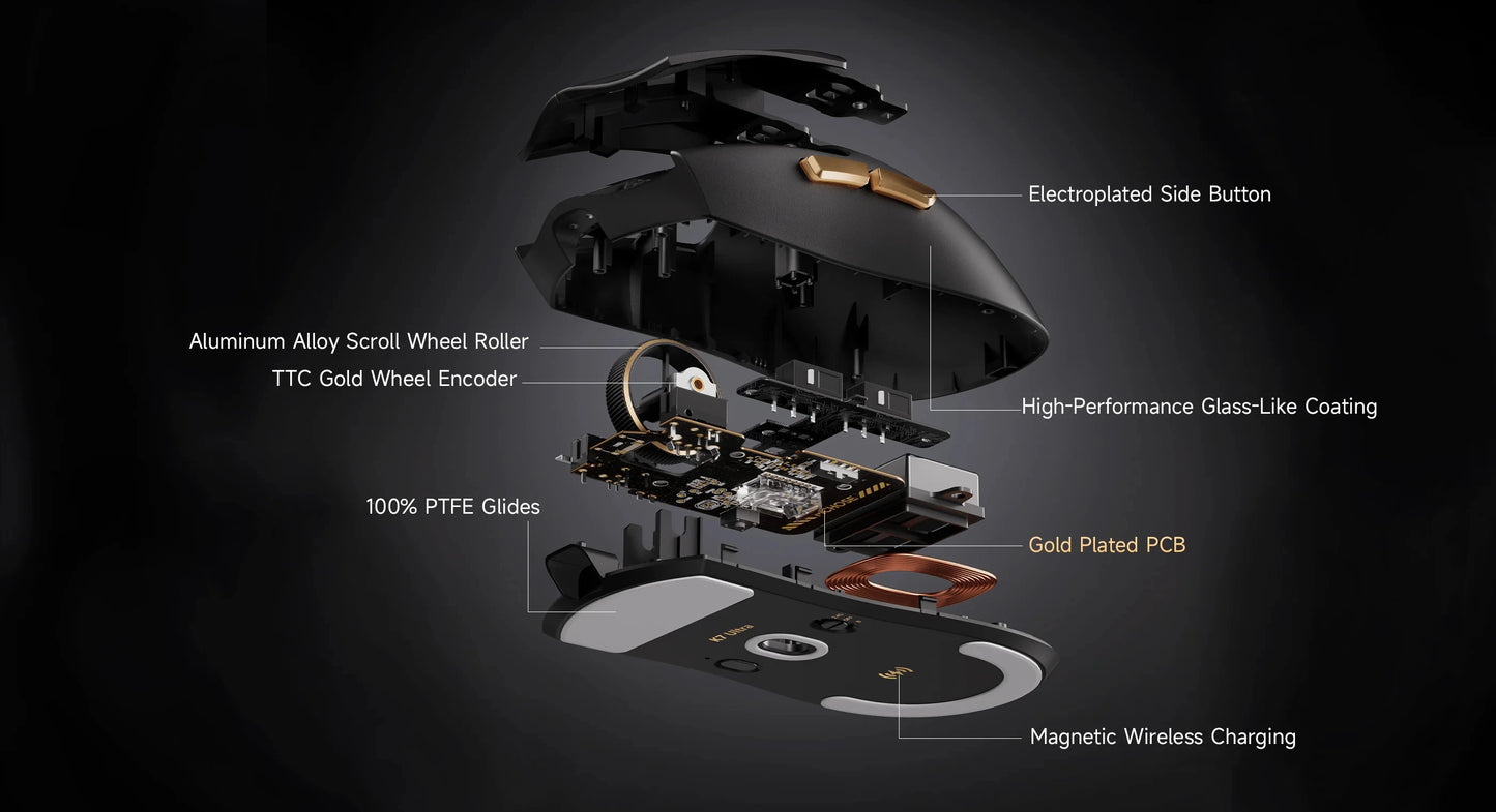 Mouse gaming wireless MCHOSE K7 Ultra PAW3950 con doppio polling rate 8K, leggero, dock di ricarica wireless magnetica, per esport e ufficio