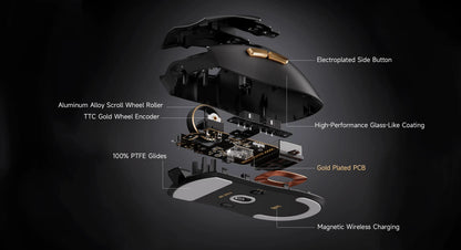 Mouse gaming wireless MCHOSE K7 Ultra PAW3950 con doppio polling rate 8K, leggero, dock di ricarica wireless magnetica, per esport e ufficio