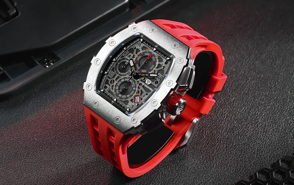 Reloj TSAR BOMBA New TB8204 para hombre, cronógrafo de cuarzo japonés, resistente al agua 50M, reloj de pulsera deportivo de moda, reloj masculino de lujo, regalo para hombre