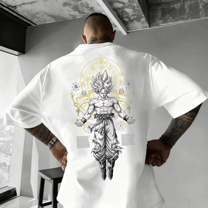 T-shirt oversize Dragon Ball Estate 2026 con cavo di alimentazione, Piccolo Goku, stampa artistica, casual neutro Y2K