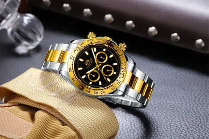 Automatic Watches for Men Mechanical Self Weind Gold Stainless Steel Glacier Ice Blue Chestnut Brown Bezel Reloj Hombre Baratos