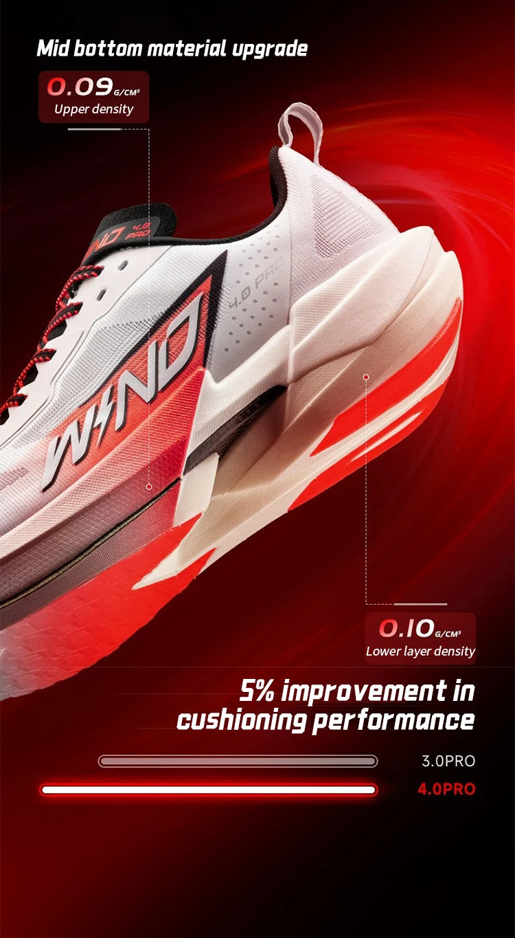 QIAODAN WIND 4PRO Marathonlaufschuhe mit Carbonplatte für Herren – professionelle Racing-Sneaker 2026, atmungsaktive Laufsportschuhe QDB023262291