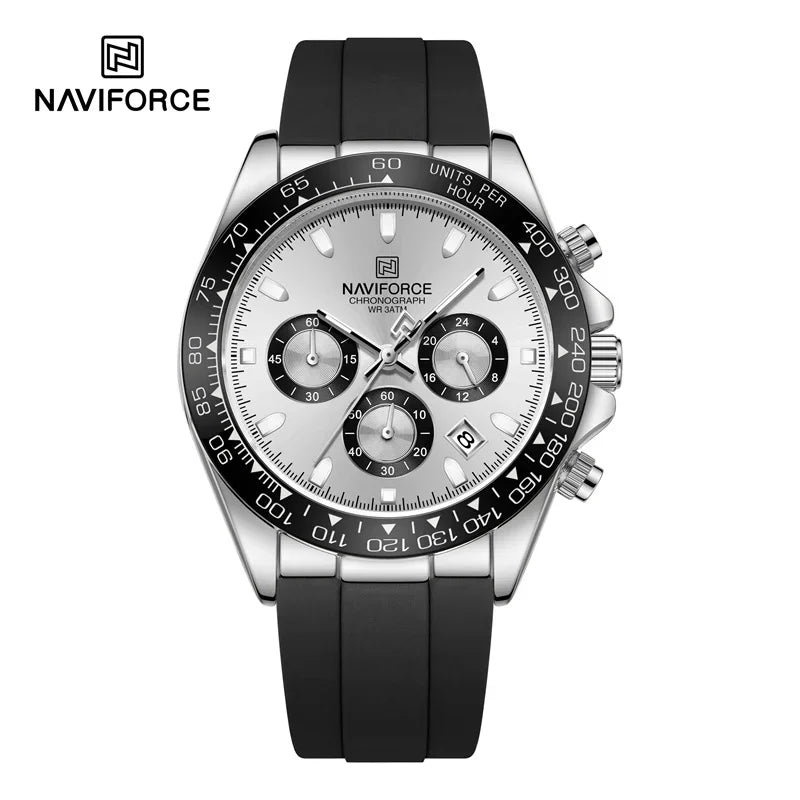 Montre-bracelet pour homme NAVIFORCE 2026 – Style luxe, tendance, décontracté et professionnel – Chronographe étanche avec bracelet en silicone – Idée cadeau