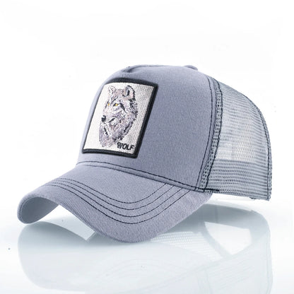 Fashion Baseball Cap With Embroidery Wolf Patch Snapback Hip Hop Trucker Caps Men Women Outdoor Breathable Visor Hat