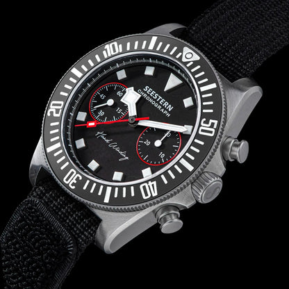 SEESTERN cronógrafo para hombre, reloj mecánico con movimiento Tianjin ST1901, cristal de zafiro, correa de nailon con velcro, esqueleto luminoso