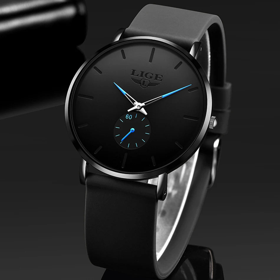 Reloj para hombre LIGE: estilo deportivo y moderno, marca de lujo, resistente al agua, diseño minimalista y ultradelgado, reloj de cuarzo para hombre