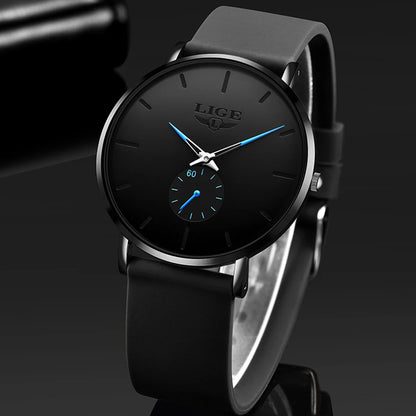 Reloj para hombre LIGE: estilo deportivo y moderno, marca de lujo, resistente al agua, diseño minimalista y ultradelgado, reloj de cuarzo para hombre