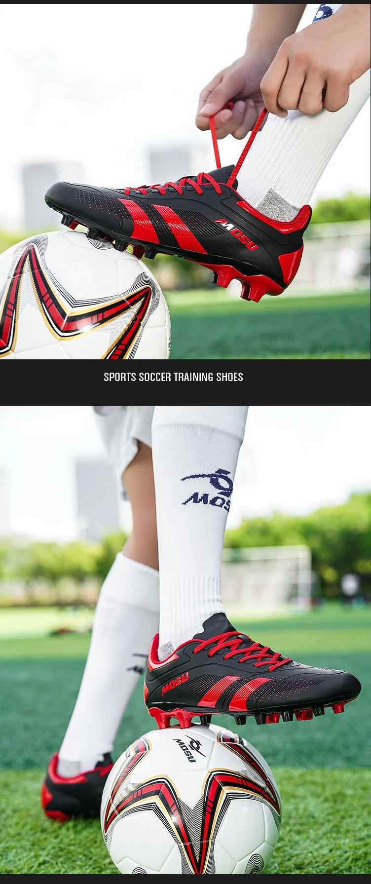 Neue Fußballschuhe für Herren und Damen, Hallen- und Outdoor-Sportschuhe mit langen Stollen und Multinocken für das Fußballtraining auf Matten