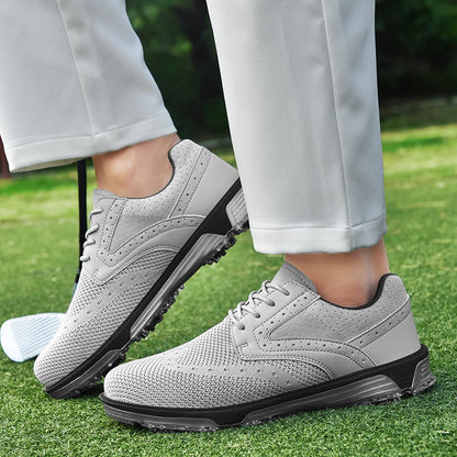 LiXingMing Golf Shoes Men Gray Large Size Up to 48# Breathable Cleats Golf Sport Shoes Teenager Training Golf Coach Sneakers