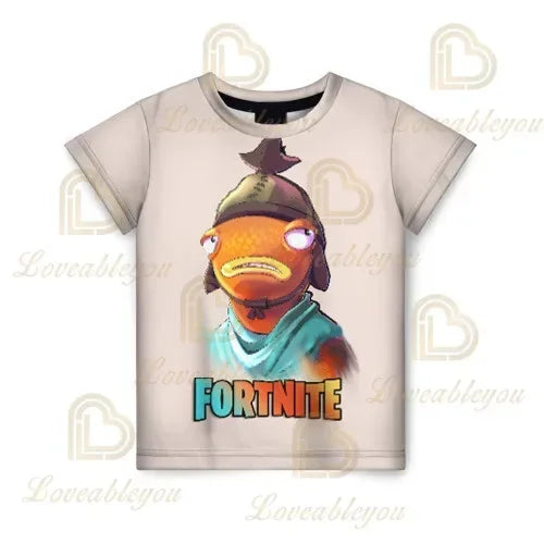 T-shirt estiva Fortnite per adulti e bambini con stampa digitale 3D, vestibilità ampia, taglie grandi, maniche corte