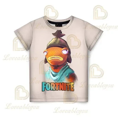 T-shirt estiva Fortnite per adulti e bambini con stampa digitale 3D, vestibilità ampia, taglie grandi, maniche corte