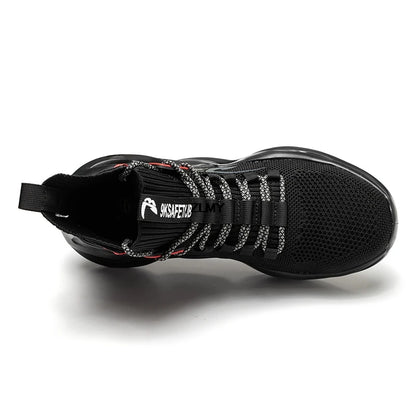 Zapatillas de seguridad transpirables para hombre con puntera de acero, resistentes a perforaciones, botas de trabajo ligeras de caña alta, calzado de seguridad anti-punzadas, nuevo