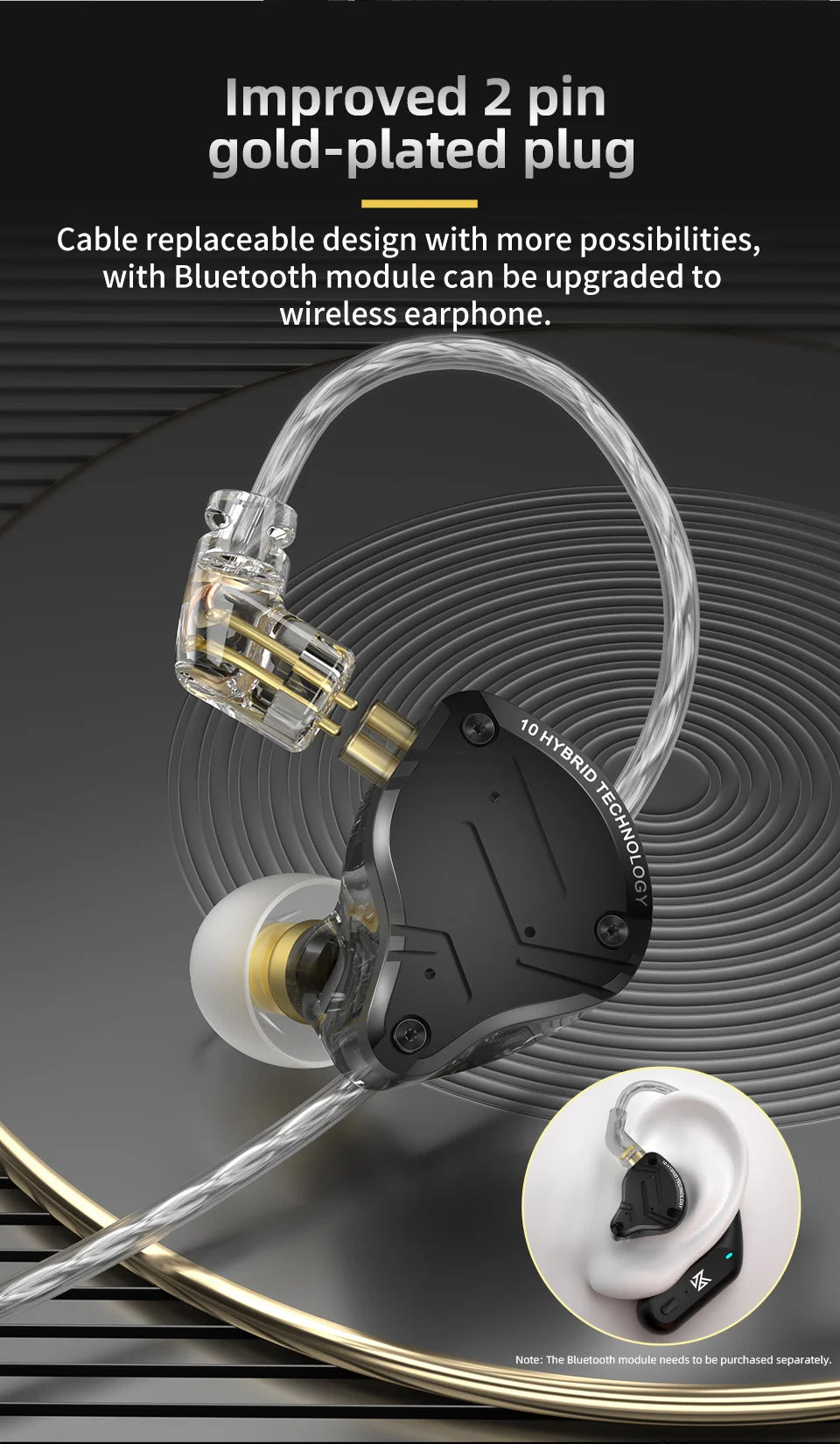 KZ ZS10 Pro X kabelgebundene In-Ear-Ohrhörer HiFi-Bass-Monitor-Earbuds mit abnehmbarem Kabel und Mikrofon