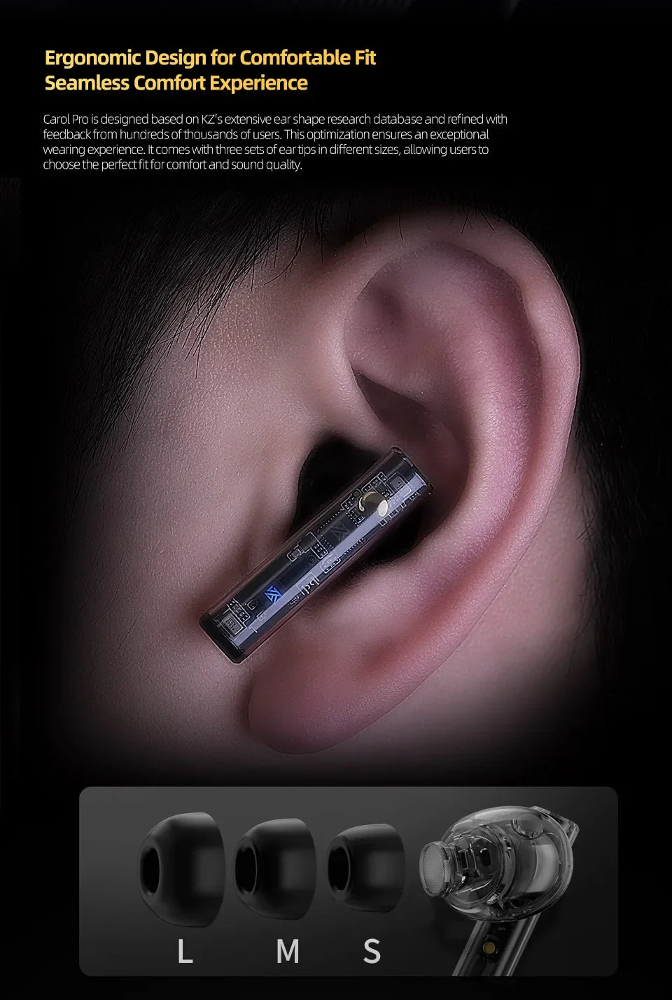 KZ Carol Pro TWS Bluetooth 5.4 Earphone 6 MIC Active Noise Canceling True Wireless In-Ear Earbuds HiFi Game Music Headphone