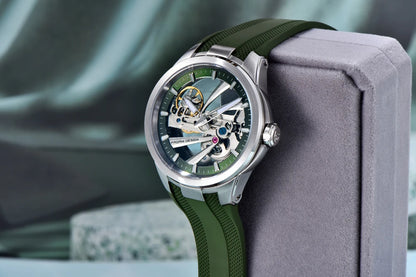 Zegarek męski PAGANI DESIGN – luksusowy model z mechanizmem automatycznym typu „skelet” (z widocznym mechanizmem), wyposażony w tourbillon, szkło szafirowe z powłoką antyrefleksyjną, wodoodporny i luminescencyjny.