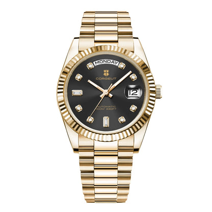 Luxuriöse Corgeut 36MM Herrenuhr ST1644 Automatische mechanische Armbanduhr mit Saphirglas Relogio Masculino 10BAR Day Swim Dress Watch