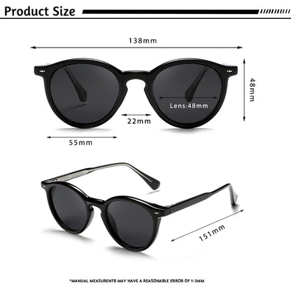 CATERSIDE Round Polarized Sunglasses Men Propionic High Quality Sun Glasses Women Punk Outdoor Driving Fishing Eyewear UV400
