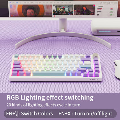 Tastiera meccanica cablata AJAZZ AK820 75%: hot‑swappable, retroilluminazione RGB/bianca/azzurro ghiaccio, controllo con manopola del volume | Per ufficio e gaming