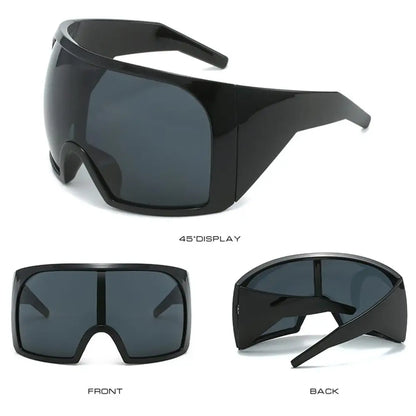 Futuristic Wrap Around Sunglasses Rave Curved Lens UV400 Protection 2000'S Eyewear Oversized Y2K Sun Glasses for Women & Men