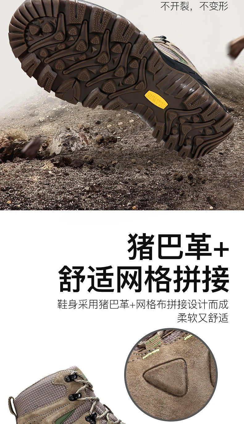 Zapatos de senderismo HUMTTO, botas de caza impermeables para hombre, botas tácticas de combate para desierto hasta el tobillo, botas de trekking para hombre y mujer, zapatillas cálidas de cuero