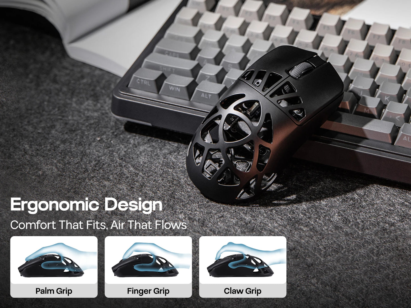 EPOMAKER Carbon X Gaming Mouse – 30,000 DPI PAW3950 Tri-Mode Wireless Mouse