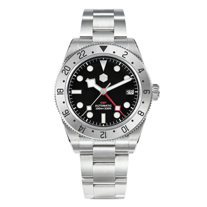 San Martin 39mm NH34 GMT Men's Luxury Watch Bidirectional Aluminum Bezel Automatic Mechanical Sapphire 100M Waterproof SN0109