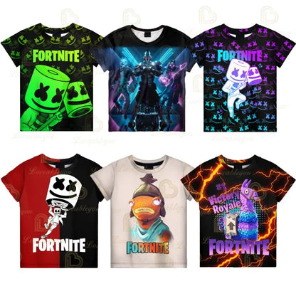 Battle Royale T-Shirt Fortnite T-Shirt Victory Cartoon-Oberteile Teenager-Kleidung Kinder Hero Game Fortress Night 3D Jungen Mädchen T-Shirt