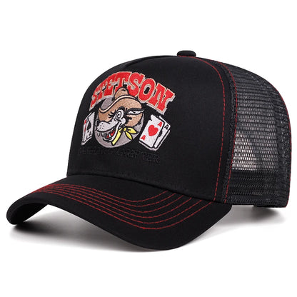 2025 Personalized New Breathable Mesh Hat STETSON Wolf Head Poker Truck Hat Outdoor Sports Sunshade Hat Street HipHop Hat Unisex