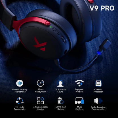 MCHOSE V9 Pro Electronic Sports Headset Three Mode Game USB Wireless 7.1 Channel Surround Sound Portable Headset with Microphone