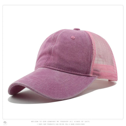 Custom Logo Blank Baseball Cap For Men Summer Breathable Mesh Hat Women Vintage Washed Distressed Trucker Sun Hats