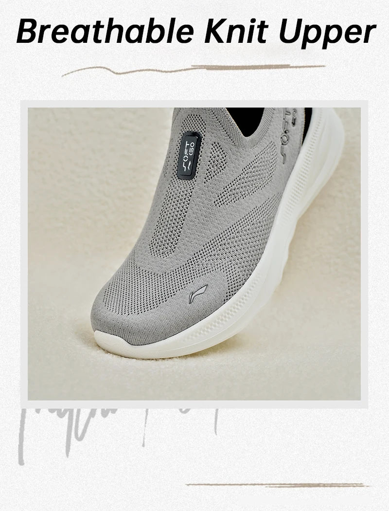 Li-Ning Men's SOFT GO 2 KNIT Slip-on Casual Walking Shoes Cushion Comfy Stable Li-Ning Mesh Jogging Daily Sports Sneakers AGLV017