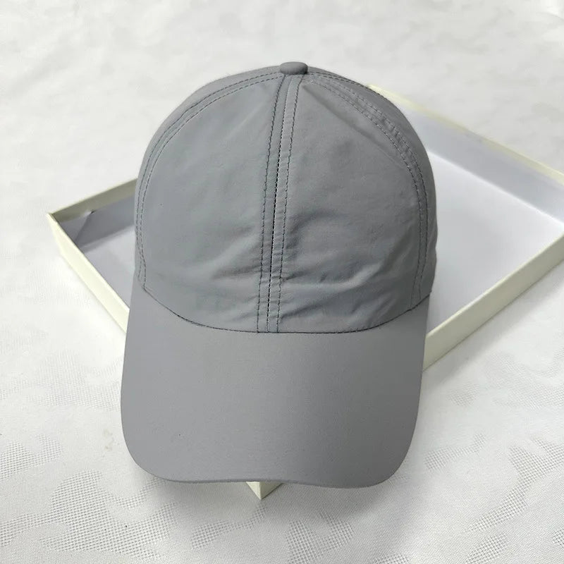 Summer Quick-dry Baseball Cap for Men Sun Hat Solid Color 100% Polyester Adjustable Cool Outdoor Riding Hiking Caps for Male