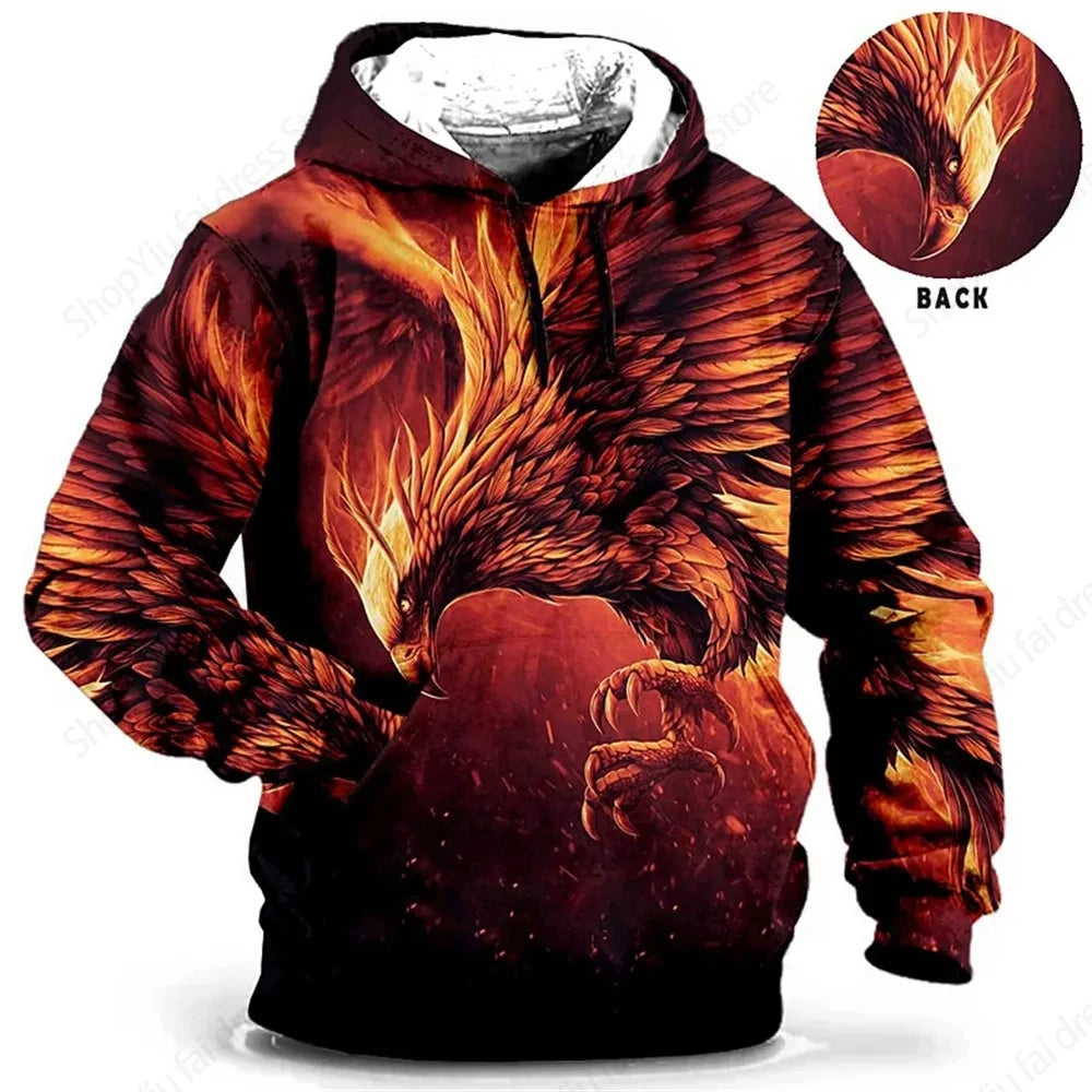 Sweat à capuz vintage para homem com padrão de lobo e abelha, estampado 3D, sweatshirt de moda, casaco para rapaz e mulher, fato de treino 6XL