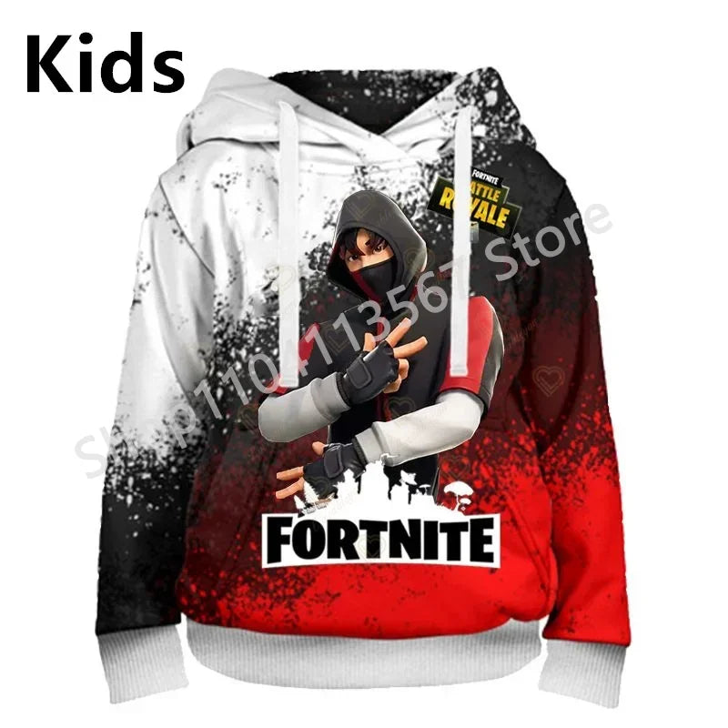 Sudaderas con capucha Llama Battle Royale F-Fortnited con estampado 3D para hombre, mujer y niños, sudaderas para niño y niña, pulóver streetwear verde