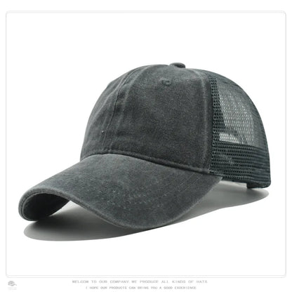 Custom Logo Blank Baseball Cap For Men Summer Breathable Mesh Hat Women Vintage Washed Distressed Trucker Sun Hats